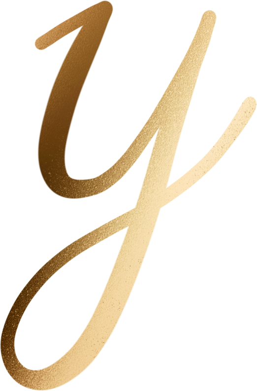 Gold Monogram Lowercase Alphabet Y
